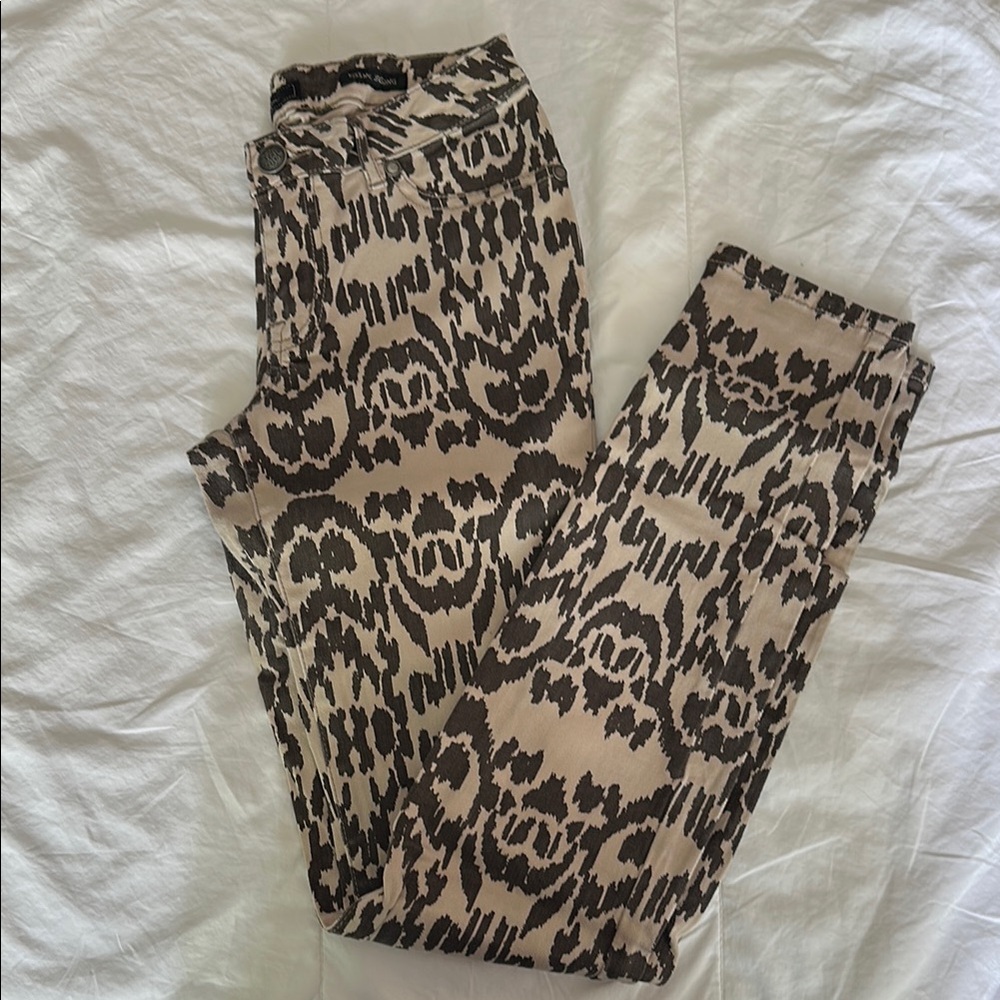 Stylish Beige and Black Patterned Women's Pants